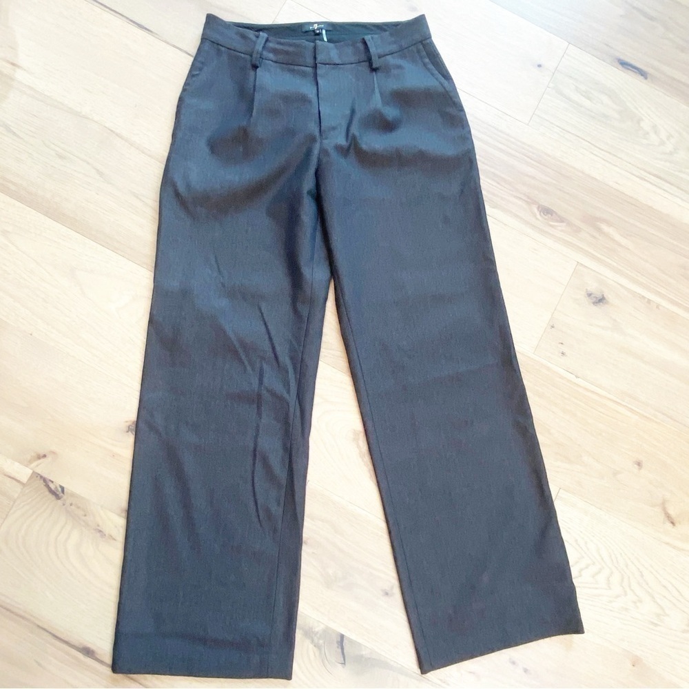 7 For All Mankind Wide Leg Pleated Trousers Pants Wool Blend